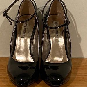 Black Patent Ankle Strap Pumps